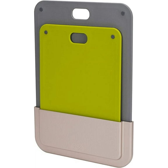 Joseph Joseph DoorStore Chop Cutting Board Set with Storage Case, 3M Adhesive Wall and Cabinet Door Mount, 2-Pieces, Green