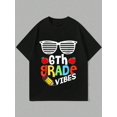 thumbnail image 1 of 100% Cotton Funny 6th Grade Vibes First Day Of School Teachers Students T-Shirt Street Hip-Hop Style Kid's T-Shirt Back To School Vintage Shirts Graphic Tees Camisas Para Hombre Funny Shirts, 1 of 5