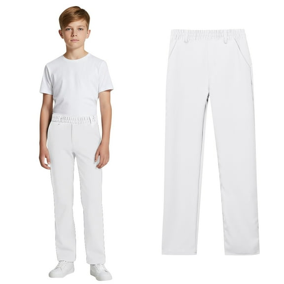 Uniform Pants for Boys Pull On Chino Pants with Pockets Straight Pants Boys White Uniform Pants Back to School Clothes for Boys Kids Boys Clothes 9-10 Years