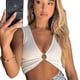 thumbnail image 1 of Chaleco pequeño con escote en V y cintura expuesta para mujer, novedad de verano, 1 of 5