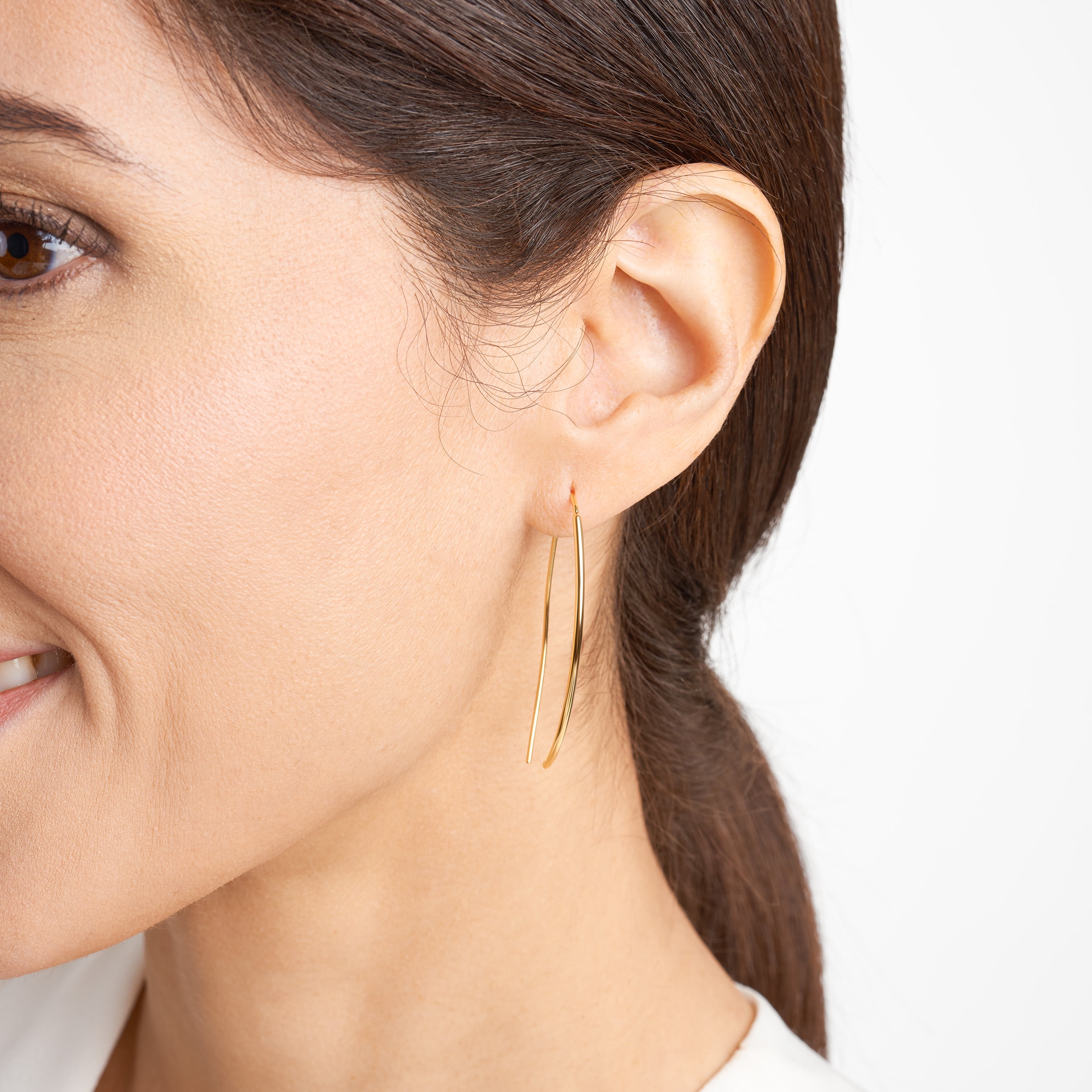 Forever Facets Sleek Threader Earrings in Yellow Gold Over Sterling Silver, Adult Female