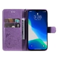 thumbnail image 6 of SaniMore for iPhone 15 Pro Max 6.7" 2023 Case, PU Leather Skin with Embossed Cat Flip Magnetic Cover Card Slots Kickstand Detachable Lanyard Full Around Wallet Cover, Purple, 6 of 7