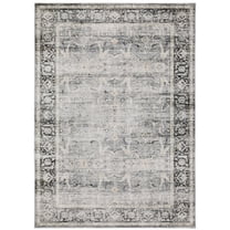 Avalon Home Celeste Washable Bordered Oriental Charcoal/ Grey Indoor Area Rug