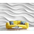 thumbnail image 2 of Modern Light Luxury Wall Mural, White Wave Stripes Murals For Living Room, White Lines Large Wall Murals, Solid Geometry Hd Photo, Wave Lines Home Decor & Gift 110"W x 79"H (Not Peel and Stick), 2 of 6
