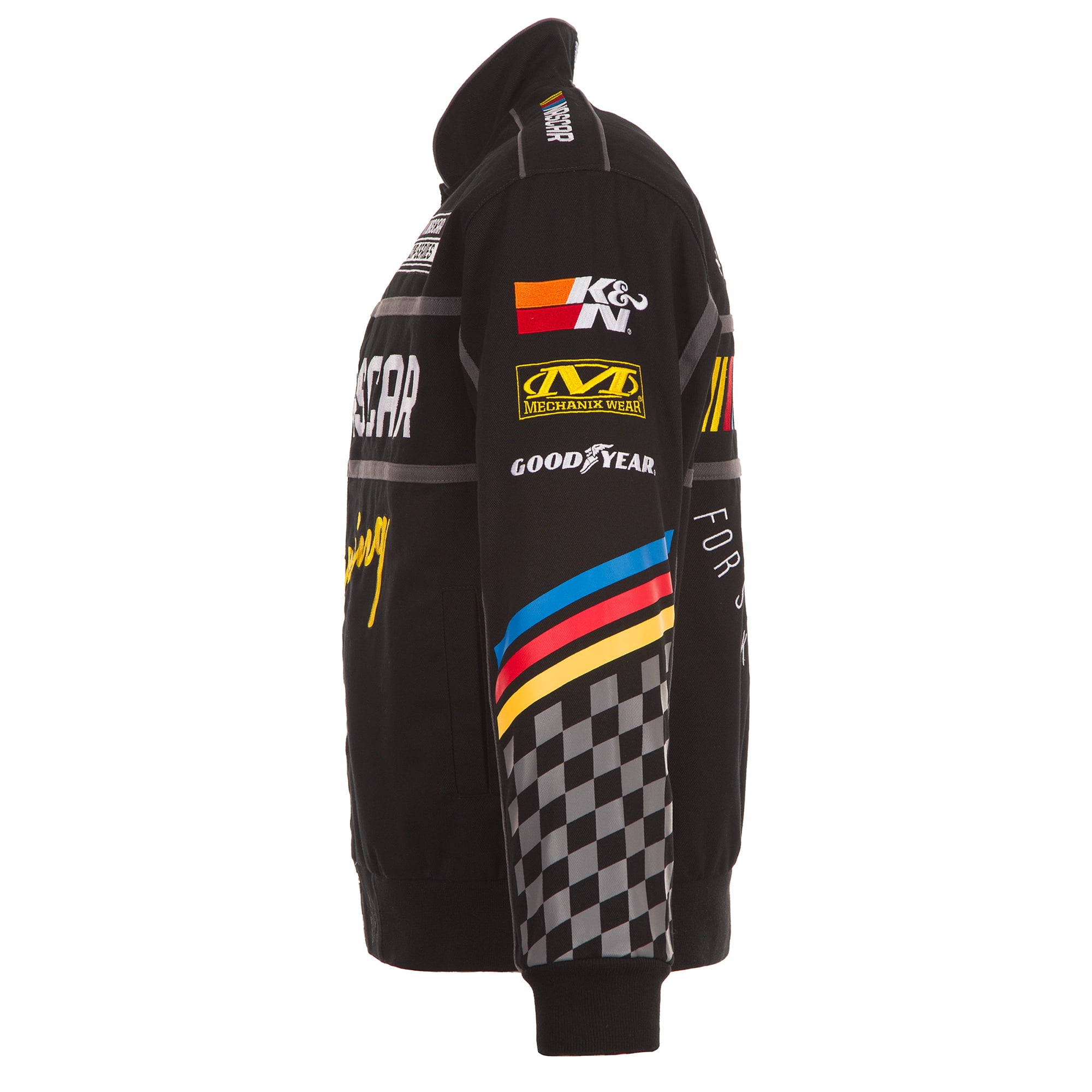 Men's JH Design Black NASCAR Twill Driver Uniform Full-Snap