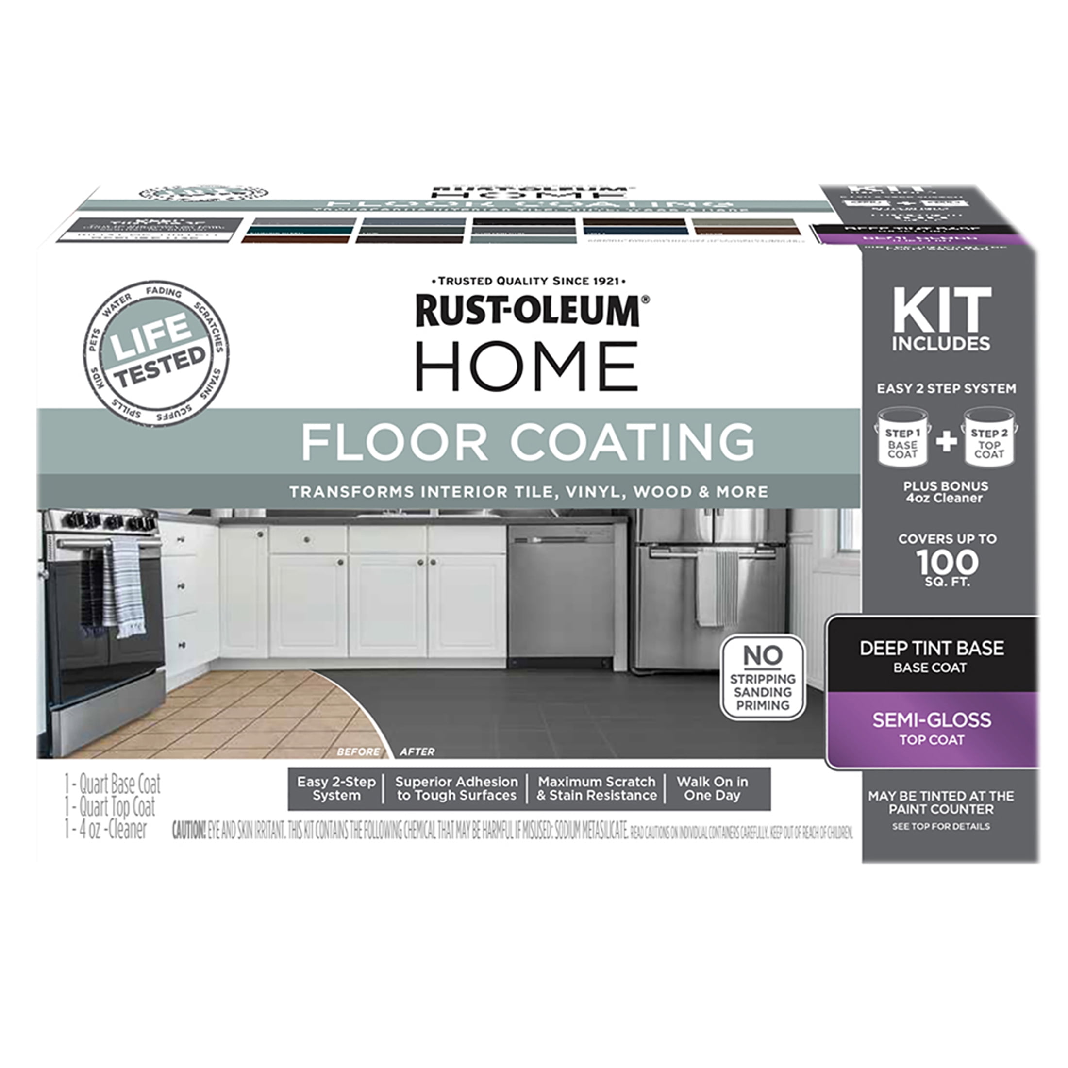 Rust-Oleum Home Semi-Gloss Juniper Interior Floor Coating Kit-363717T, Quart