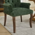 thumbnail image 4 of Hassch Mid-Century Modern Chenille Dining Chair, Club-Style Armchair with Diamond Tufted Back, Solid Wood Legs, Comfortable Upholstered Seat in Olive Green, 300lbs Weight Capacity, 4 of 10