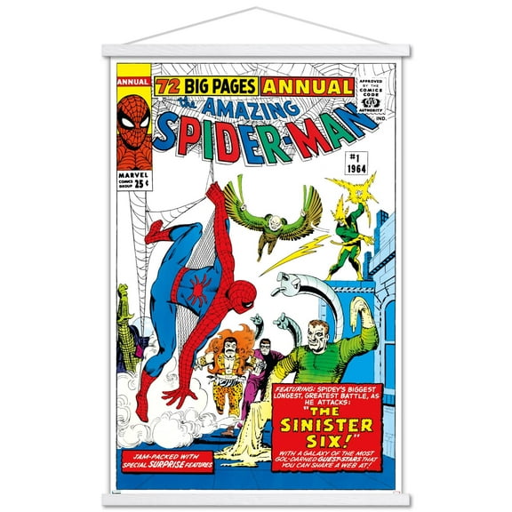 Marvel Comics - The Sinister Six - Amazing Spider-Man Annual #1 Wall Poster with Wooden Magnetic Frame, 22.375" x 34"