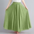 thumbnail image 6 of EINCcm Womens Linen Maxi Skirts Summer Boho Solid Beach Elastic High Waist Pleated A-Line Flowy Swing Ankle Long Maxi Skirts, 6 of 6