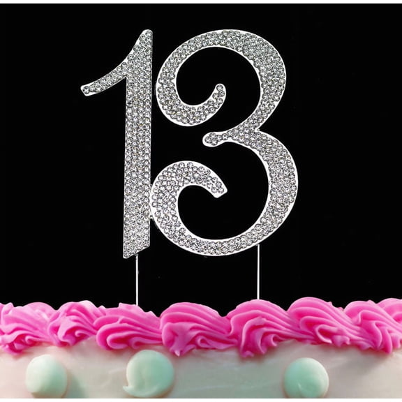 13th Birthday Cake Toppers Silver Bling Cake Topper 13 Birthday Decorations
