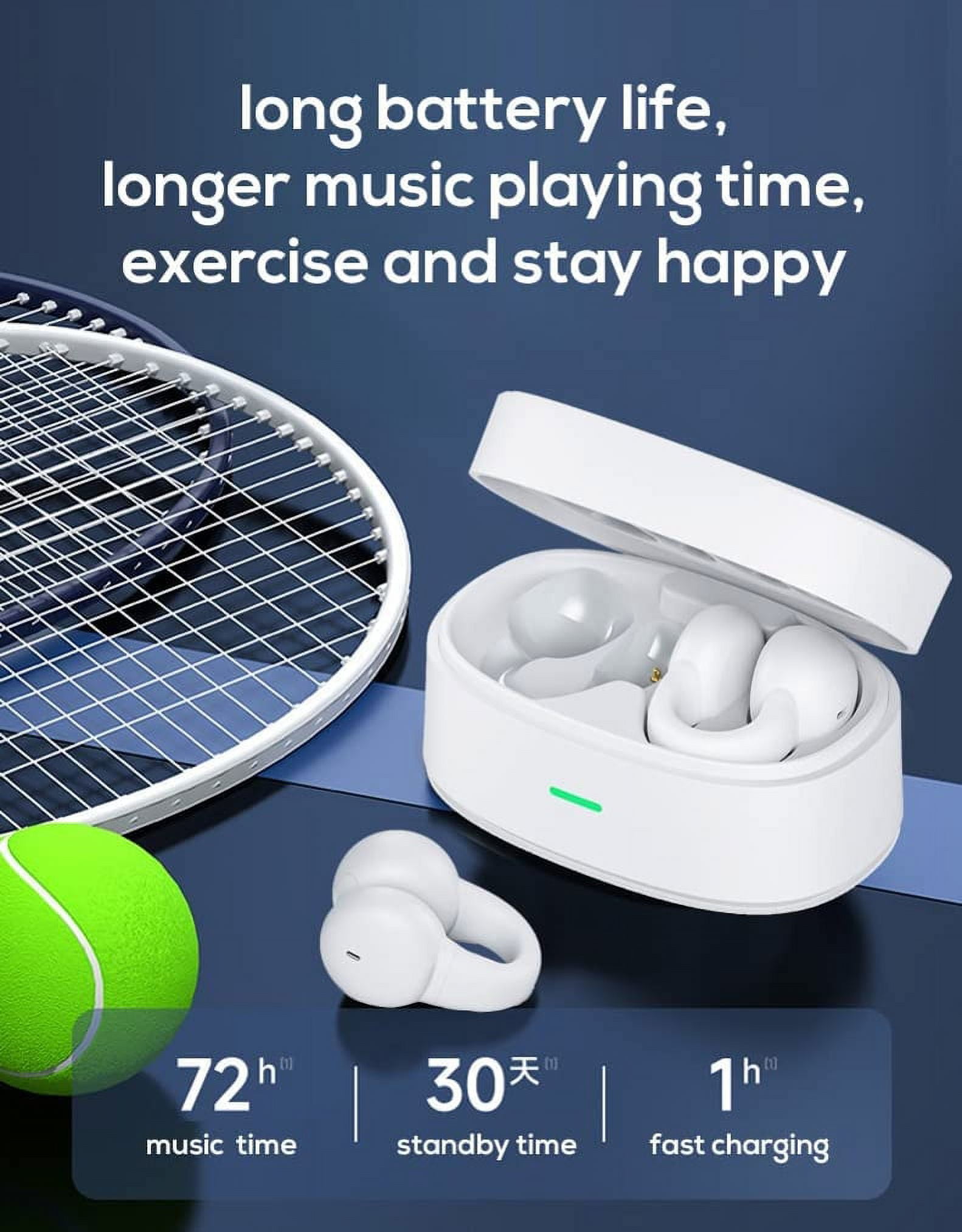 Bluetooth Earbuds Wireless Ear-Clip TWS Earphones for Google Pixel 8a/6a/6 Pro - True Stereo Charging Case Hands-free Mic Headset
