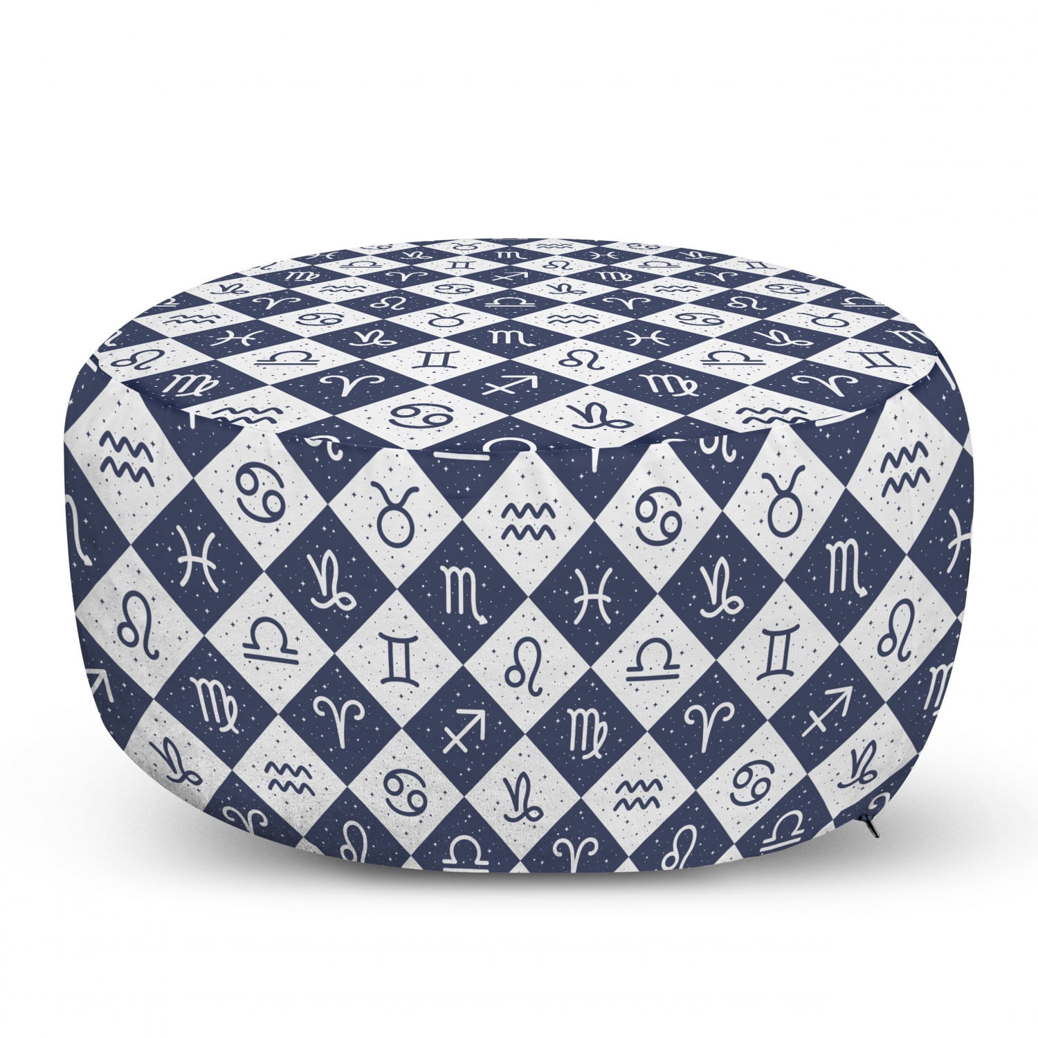 Orange Heraldry Pattern France History Kingdom Royalty Theme Ambesonne Fleur De Lis Ottoman Pouf Indigo Orange Decorative Soft Foot Rest with Removable Cover Living Room and Bedroom