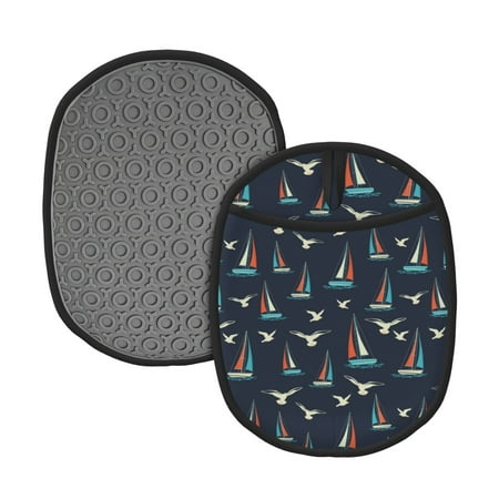 

Lukts Sailboat And Seagull Print Silicone Pot Mat Mitten With Hanging Loop Heat Resistant Oven Mitts Non-Slip Bbq Baking Smoking Potholders