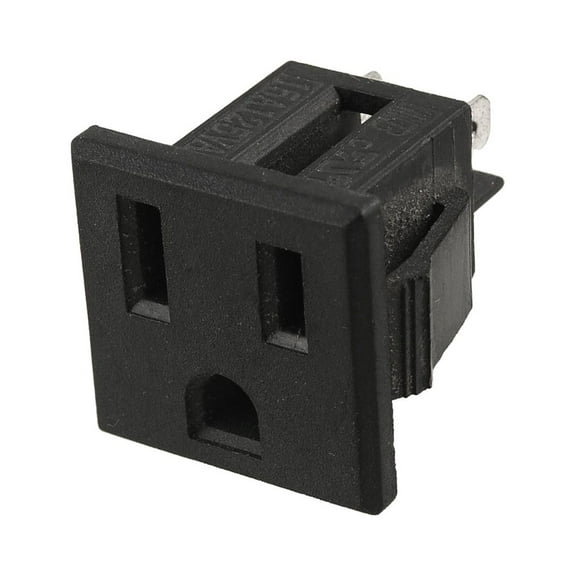 REGALWOVEN US Plug 125V 15A Panel Mount Outlet Power Socket Black