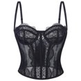 thumbnail image 2 of Ahabrexf Tank Tops for Women Fishbone Corset with Eyelash Lace Shoulder Straps Tight Fitting Sleeveless Top for Daily Wear Polyester Summer, 2 of 7