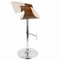 thumbnail image 4 of LumiSource Chrome, Walnut Wood, Light Grey Fabric Curvo Barstool - Set of 2, 4 of 9