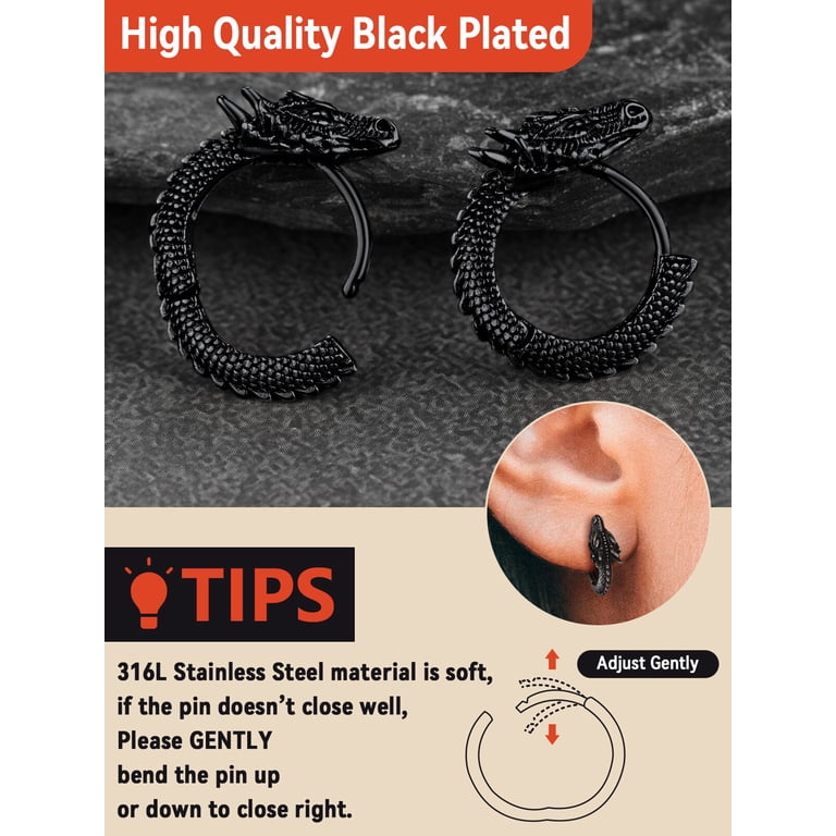 QUPENGXU Vintage Snake Drop Earrings - Exaggerated Punk Dangle Earrings For Women & Men