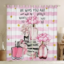 Manfei Valentine'S Day Gift Blackout Curtains Set of 2 (52x84 Each),Perfume High Heels Window Curtains,Pink Flower Floral Curtains and Drapes For Men Women,Breathable Home Decor