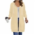 thumbnail image 2 of Stralyhd Women's Zip Up Hoodies Skin Friendly Long Tunic Sweatshirts Oversized Casual Long Sleeve 2026 Fall Hoodie Jacket Coat Beige XL, 2 of 7
