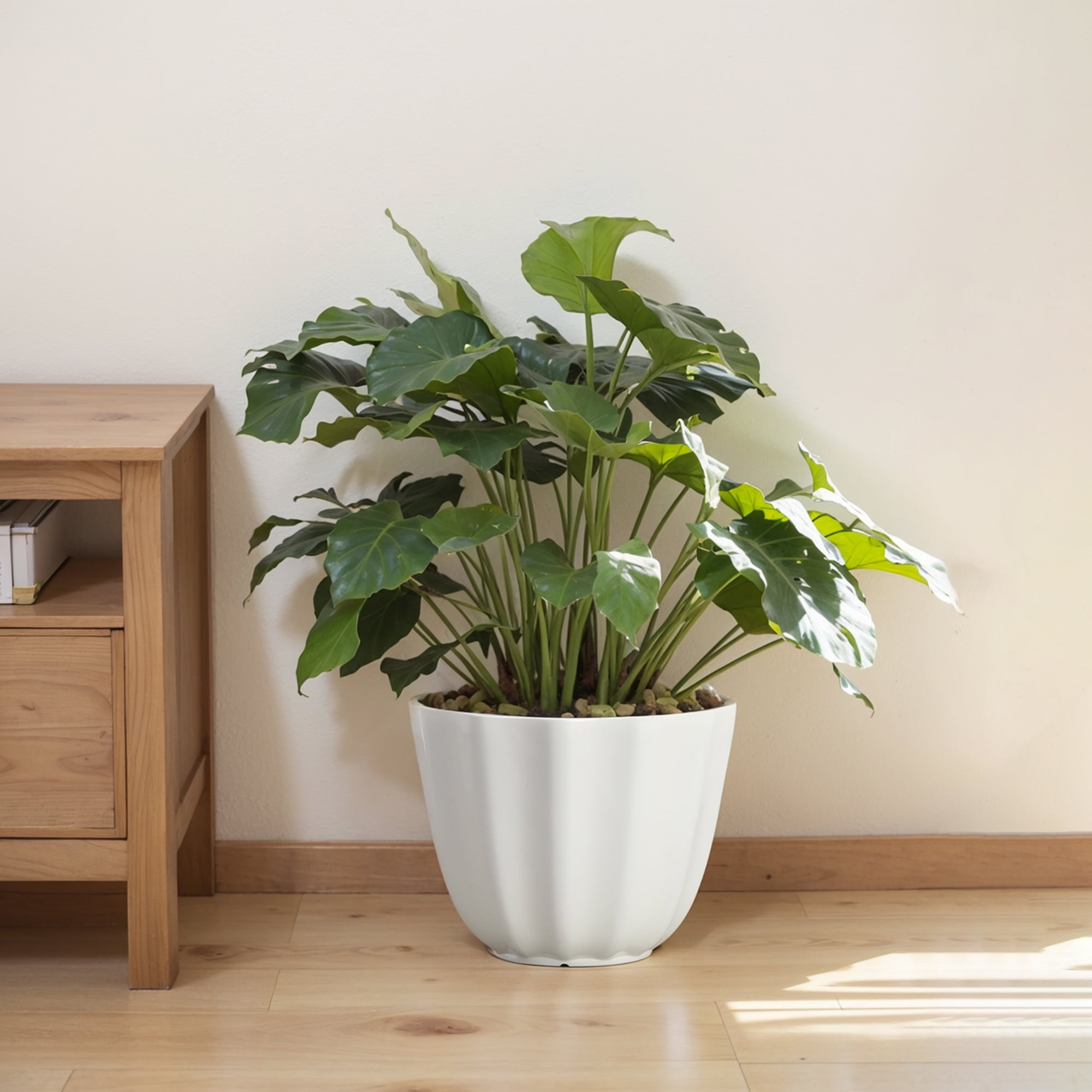 Mainstays 12" D x 9.4" H Poppy Cream Recycled Resin Planter