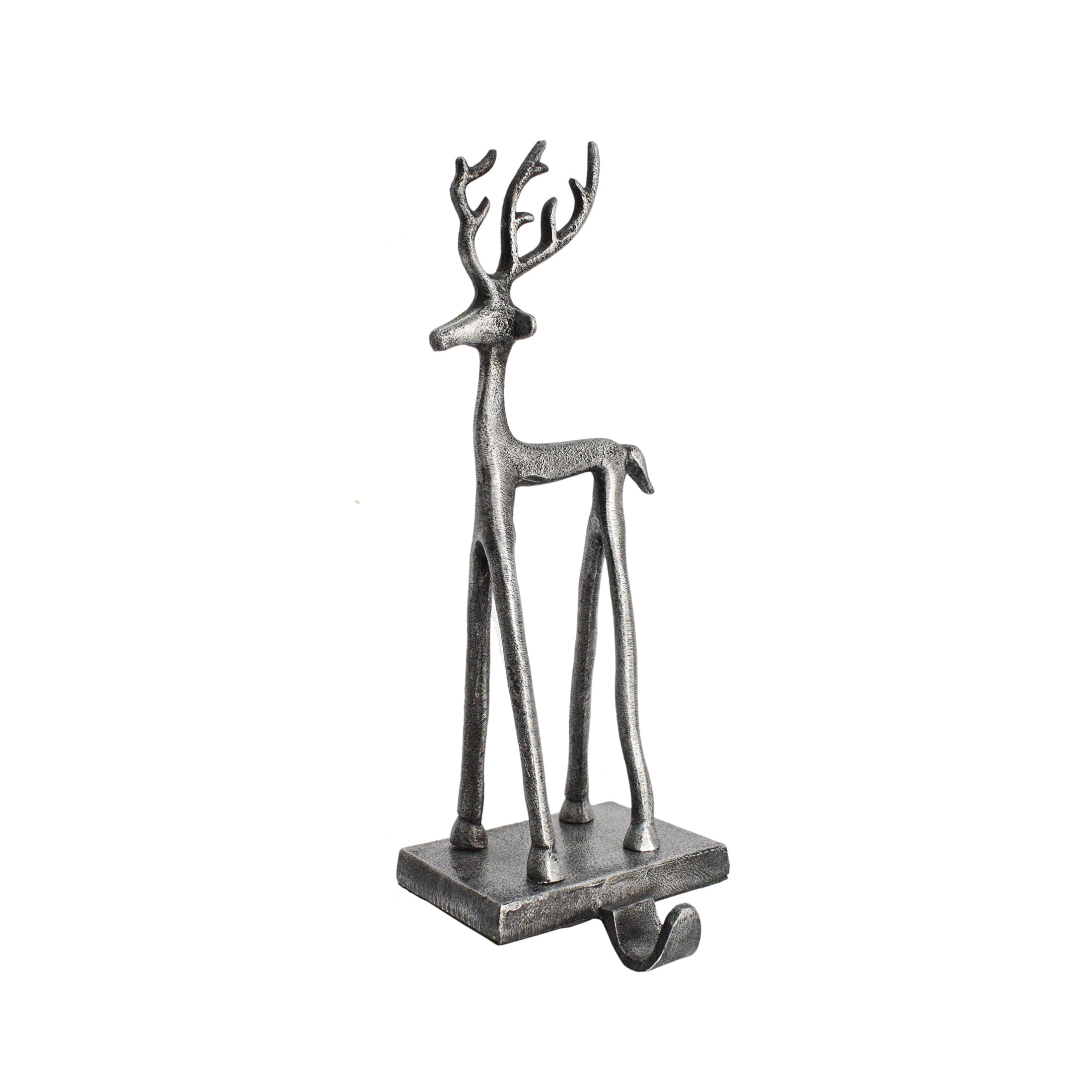 Metal Reindeer Christmas Stocking Holder, Rustic Silver, 11.3", by Holiday Time