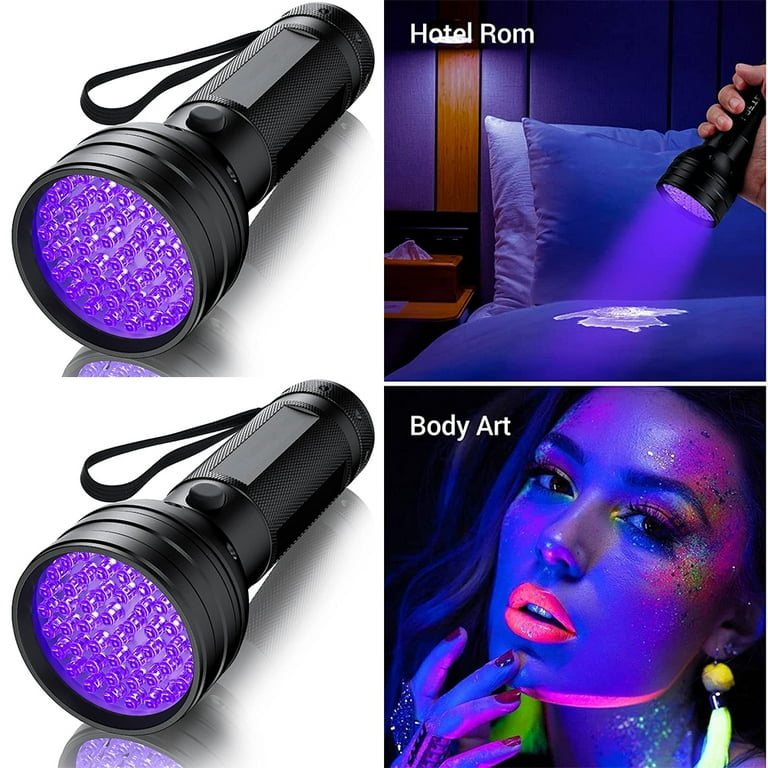 Lepro UV Flashlight Black Light, 51 LED UV Light Handheld Blacklight, 395nm Detector for Pet Urine, Stains, Bed Bug and Scorpions, Battery Not