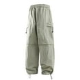 thumbnail image 6 of CONZONE Mens Baggy Cargo Pants Wide Leg Hiking Pants for Men Trendy Elastic Waist Drawstring Solid Outdoor Joggers Pant With Pockets, 6 of 6