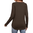 thumbnail image 4 of JYLFC Womens Raglan Round Neck T-Shirts Long Sleeve Tunic Tops, Brown L, 4 of 6