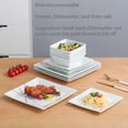 thumbnail image 2 of Service for 4, Porcelain Dishes Dinner Set, Square Dinnerware Sets with Dinner Plates, Dessert Plates and Pasta Bowls, White gold line | 12-Piece Kitchen Dinnerware Set, 2 of 9