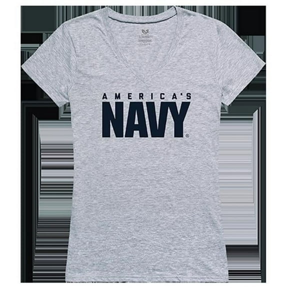 Rapid Dominance  US Navy Graphic V-Neck T-Shirt, Heather Gray - Large