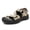 Sand color, variant on Men Khaki Outdoor Hiking Sandals Adjustable Nylon Webbing Straps Anti-Collision Rubber Toe Cap Serrated Thick Non-Slip Sole Breathable Closed Toe Sports Sandals