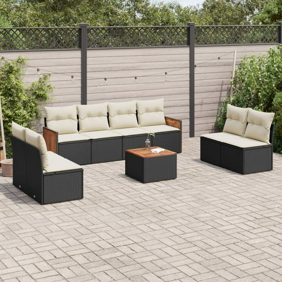 vidaXL Garden Sofa Set Black