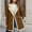 Brown, variant on Women's Suede Sherpa Lined Jacket- Button Front Cozy Winter Fitted Suede Lapel Collar Trench Coat with Pockets Brown Size 2XL