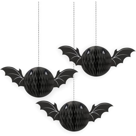 Bat Halloween Honeycomb Hanging Decorations 3 Pack