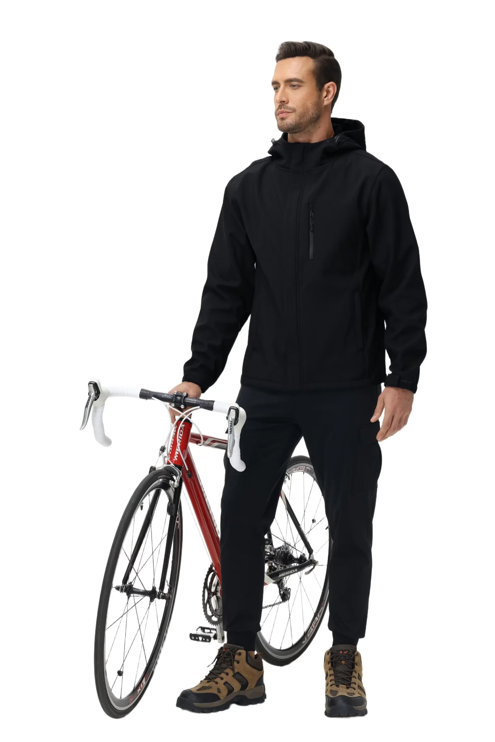 NEIKU Men's Hooded Softshell Jacket, Black photo 6