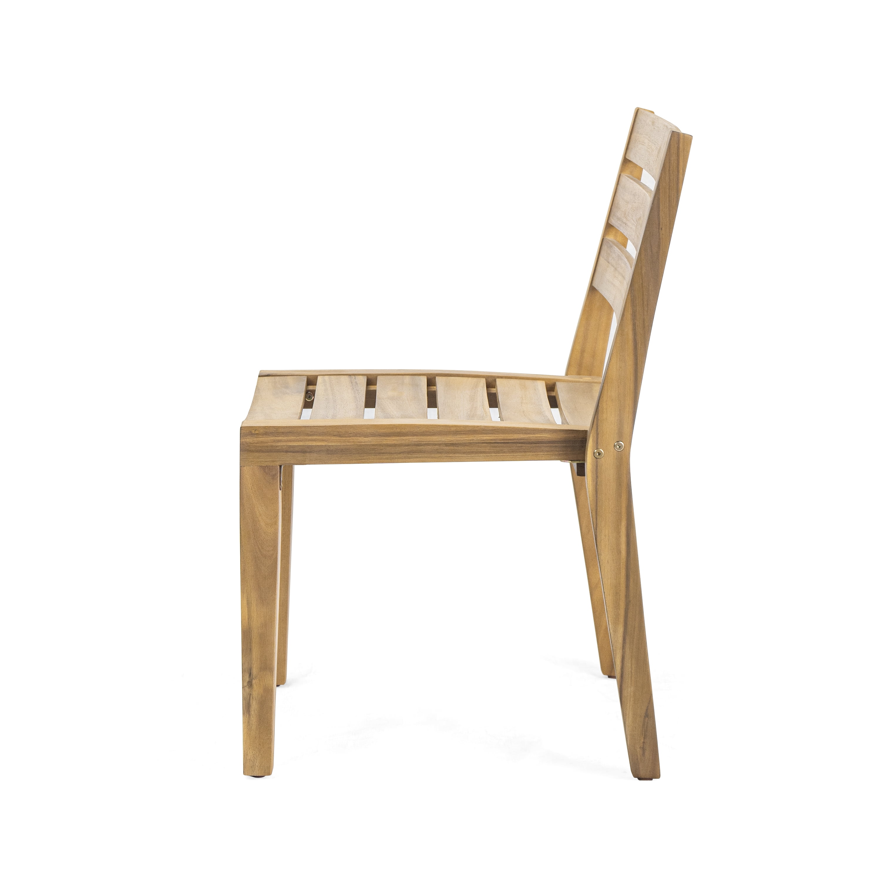 Dining Side Chair Set of 2, Outdoor Acacia Wood Teak Finish Chair for Patio Garden, Teak