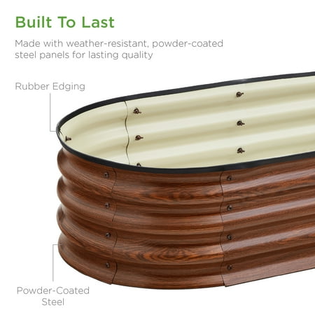 Best Choice Products Raised Metal Oval Garden Bed 4x2ft – Wood Grain Planter Box for Vegetables & Flowers - Image 8