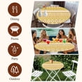 thumbnail image 7 of Yellow Khaki Boho Round Tablecloth, Fitted Table Cover with Elastic for 45"-54" Round Tables, Vintage Ethnic Tribe Abstract Art Table Cloth Outdoor Indoor Dinning Party Waterproof Tablecloths, 7 of 7
