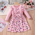 thumbnail image 2 of Popshion Toddler Girls Unicorn Bowknot Dress Colorblock Round Neck Casual Mid-length Fall Dress, 2 of 6