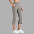 thumbnail image 2 of Inglocry Womens Capri Pants High Waisted Straight Leg Yoga Capris Leggings with Pockets Crop Workout Summer Pants Gray S, 2 of 7