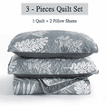 thumbnail image 2 of 3-Piece Queen Quilt Set, GREAGLE Lightweight Soft Warm Full Size Quilt Bedspread Coverlet (90x90 in) with 2 Pillow Shams (20x26 in) for All Season, Leaf Print, 2 of 7