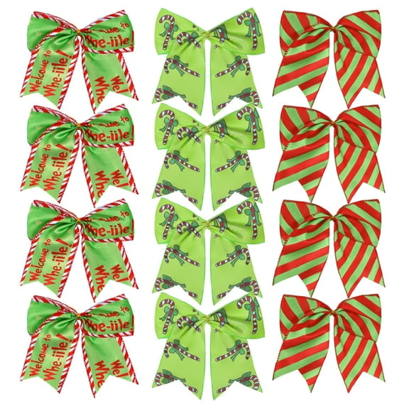 WETRBWEH 12 Pack  Red Green Christmas Bows – 6 Inch Wreath & Gift Bows for Tree, Mantel, Door Decor, Ready to Hang for Xmas Holiday Party