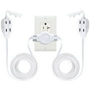 12 Feet Twin Extension Cord Power Strip, 6 Feet on Each Side, Flat Head Outlet Plug,6 Polarized Outlets with Safety Cover, Double Extension Cord Splitter for Indoor Use, ETL Listed