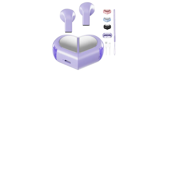 Audífonos Bluetooth In-ear Mini Corazón, Audífonos con Micrófono, Audífonos para el Gym, Manos Libres Xtellar morado