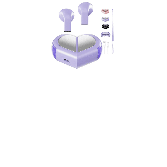 Audífonos Bluetooth In-ear Mini Corazón, Audífonos con Micrófono, Audífonos para el Gym, Manos Libres Xtellar morado