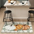 thumbnail image 5 of Fall Thanksgiving Pumpkin Kitchen Rugs Set of 2,Eucalyptus Buffalo Plaid Farmhouse Floor Mats and Rugs Non Skid Washable for Kitchen Home Decor (Orange 17"x47"+17"x30"), 5 of 6