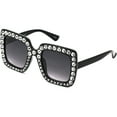 thumbnail image 3 of Oversized Square Frame Bling Rhinestone Crystal Design Sunglasses For Women, 3 of 13