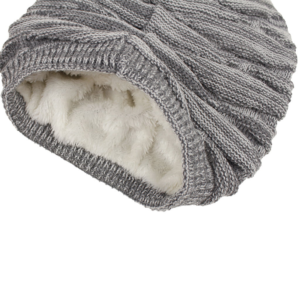 CHGBMOK Clearance Outdoor Winter Adult Neutral Warm Solid Color Hats Plush  Knitted Woolen Hat 