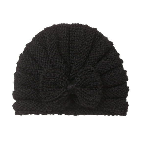 NOKIO Baby Winter Soft Knit Cap Newborn Warm Winter Dome Hat Baby Soft Round Top Beanie Toddler Baby Boys Girls Knitted Cap Beaniess Solid Cotton Bowknot Elastics Turban Hat
