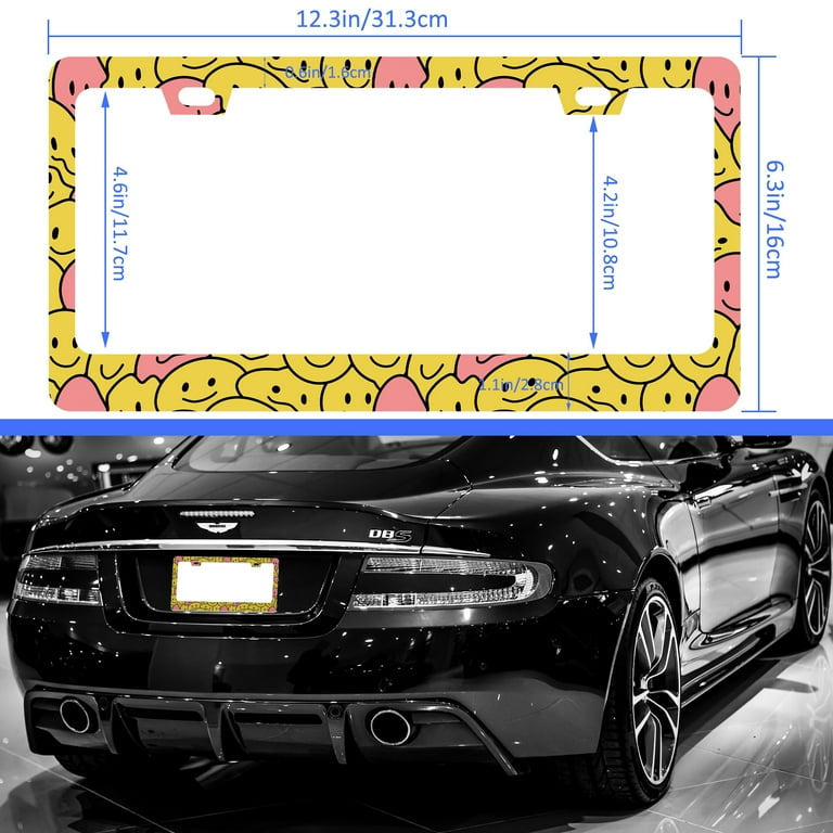 GUWEI Gradient Pink Cute License Plate Frame - Funny Aluminum Car Plate Holder For Women & Men (Fits All Cars)